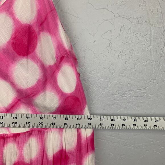 Anthro Plus Maeve Dress Womens Size 1X Pink Maxi Geneva Polka dot Beachy Flowy - Picture 6 of 8